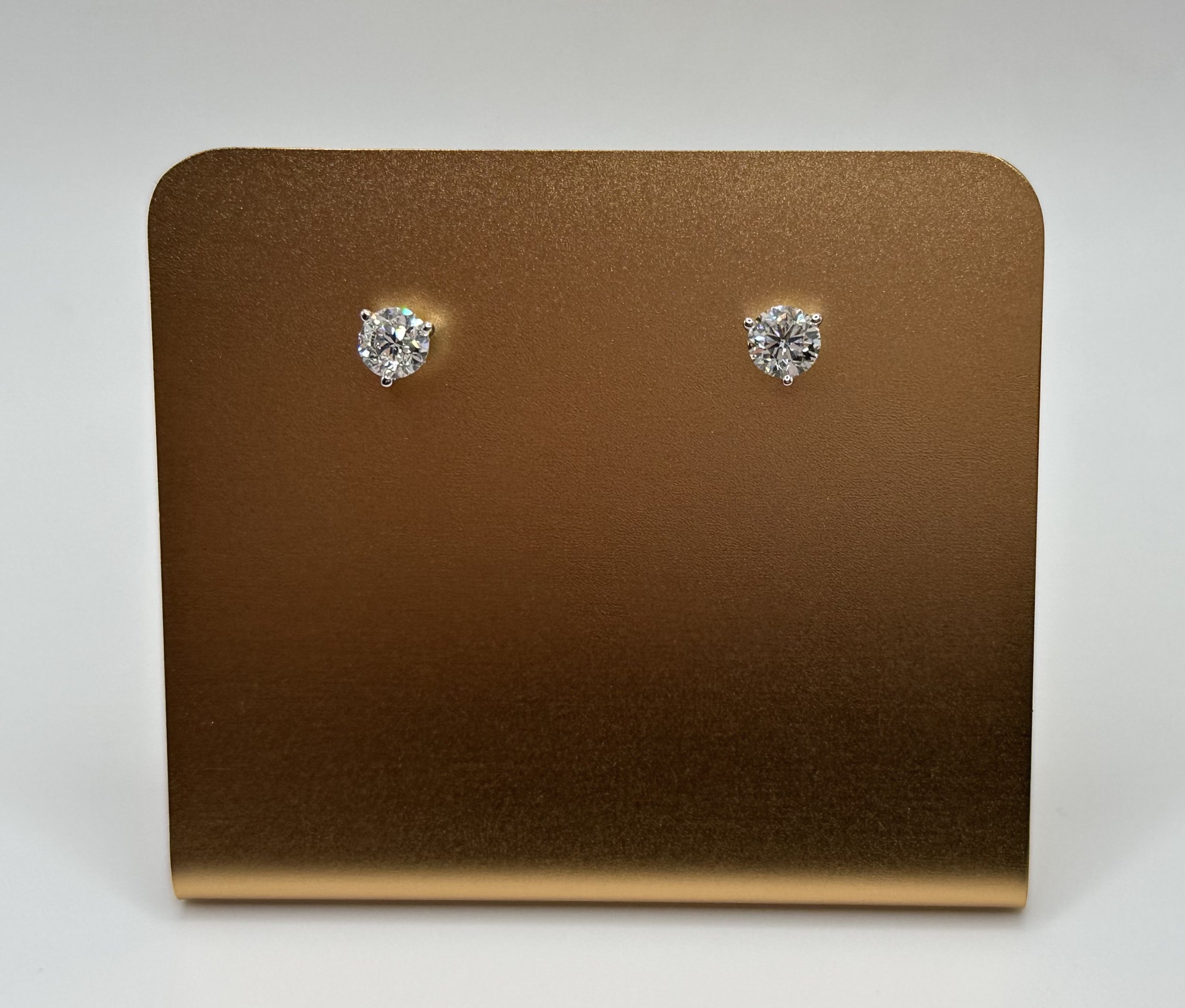3 Prong Round Diamond Studs 1.50tw