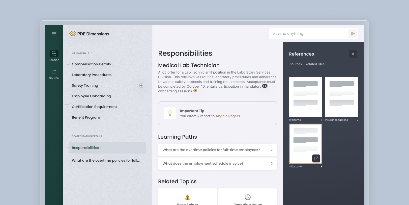 Screenshot of a PDF Dimensions, the RAG solutions build on Genuix that brings hybrid AI and zero-prompt to your desktop.