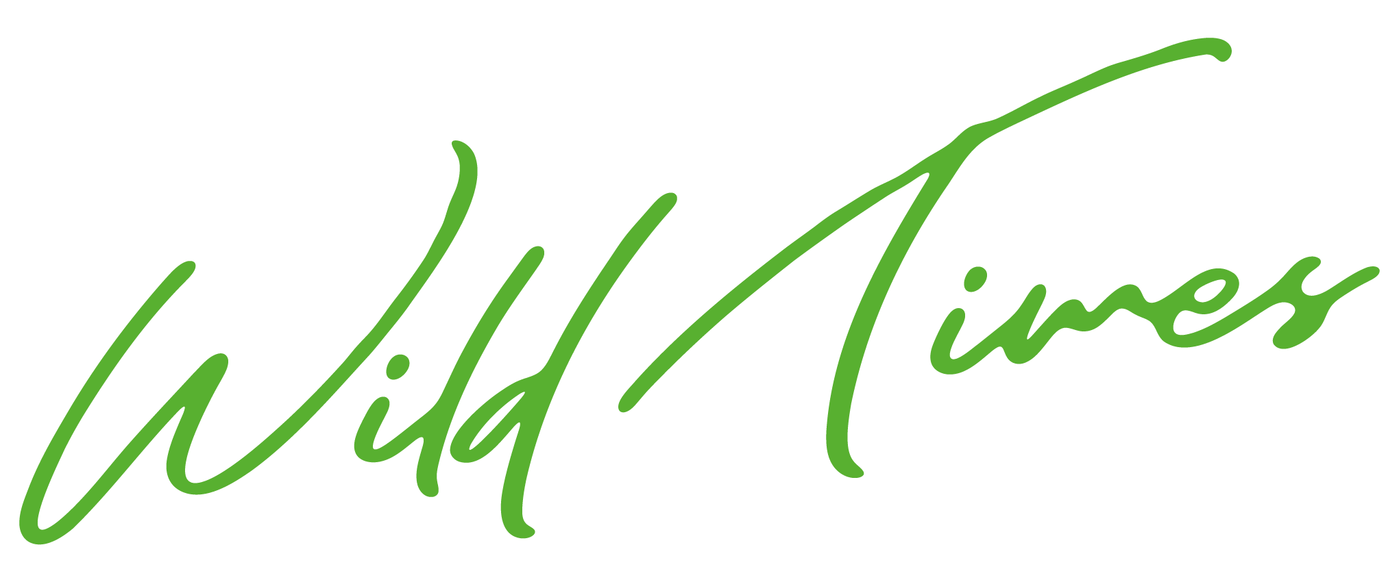 Stylized green cursive text that reads "Wild Times."
