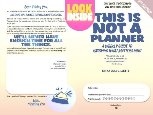 Front and back cover design of the Just Keep Going ADHD goal-setting workbook created by Erika Cole Gillette.