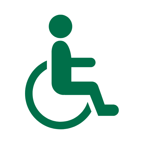 Accessible icon of a person in a wheelchair.