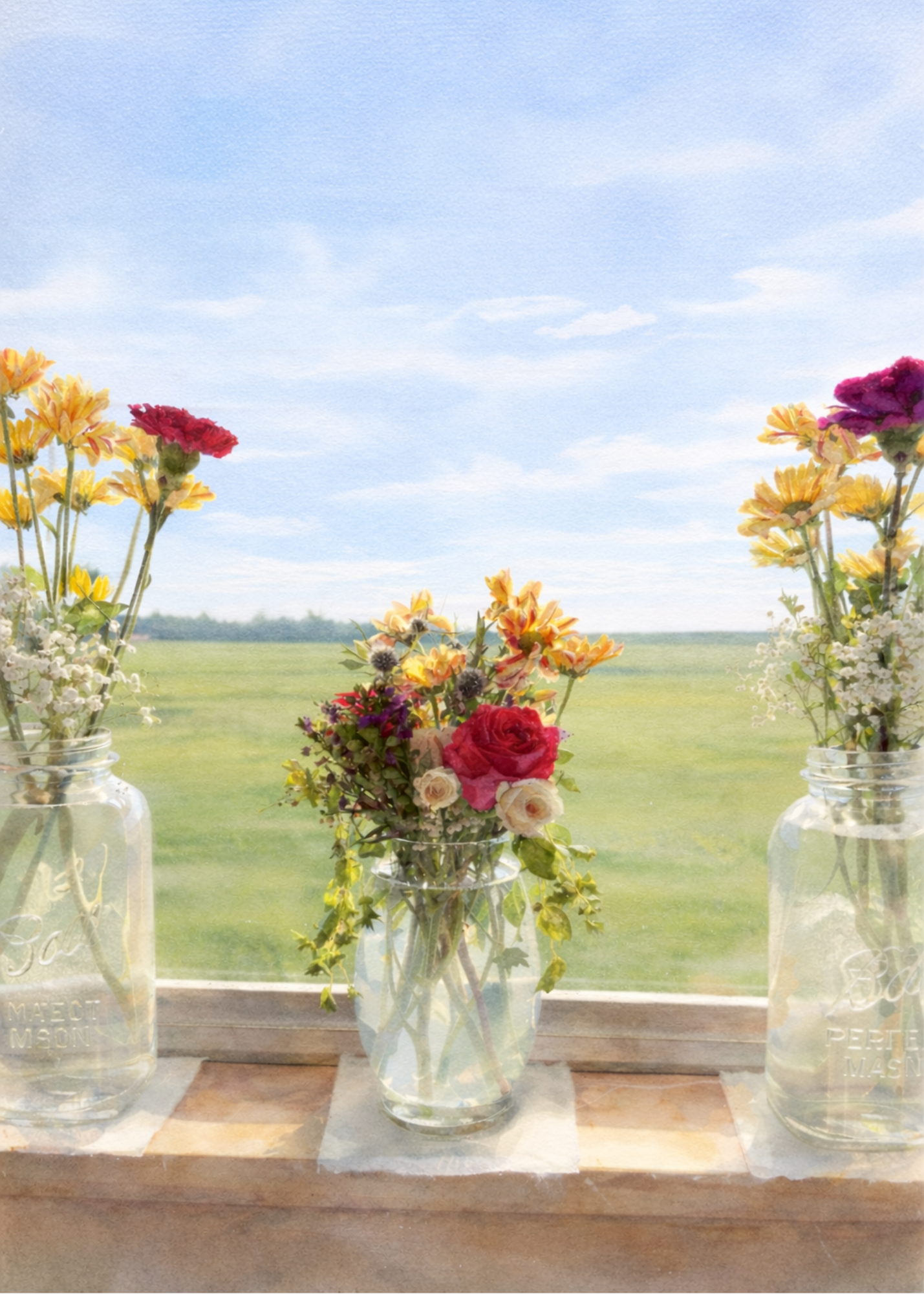 Farmstead Watercolors: Wildflower Jars Note Card
