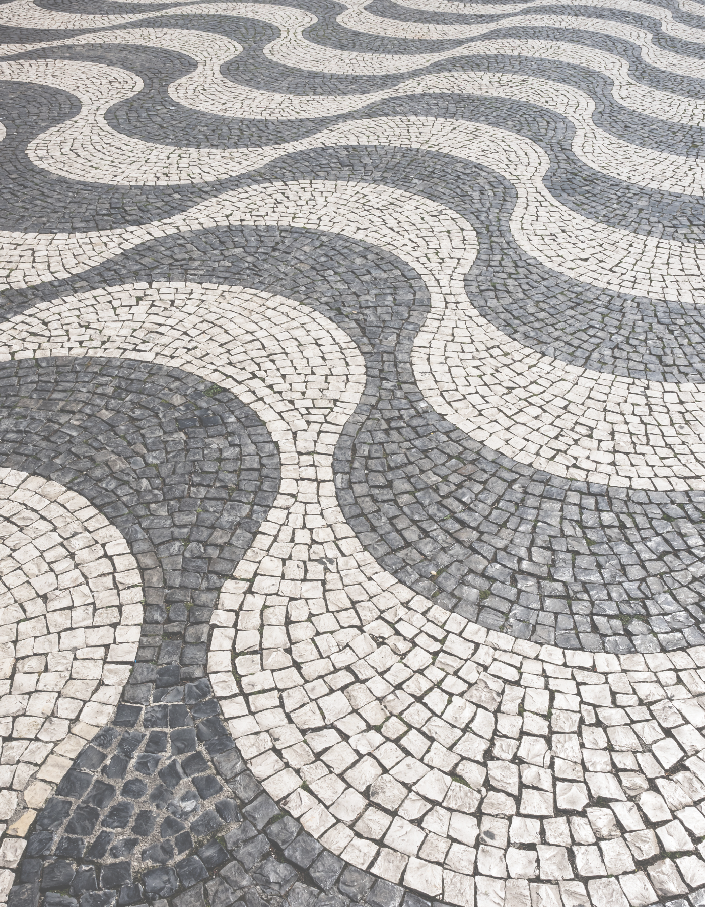 Lisbon stone pavement with a flowing wave pattern