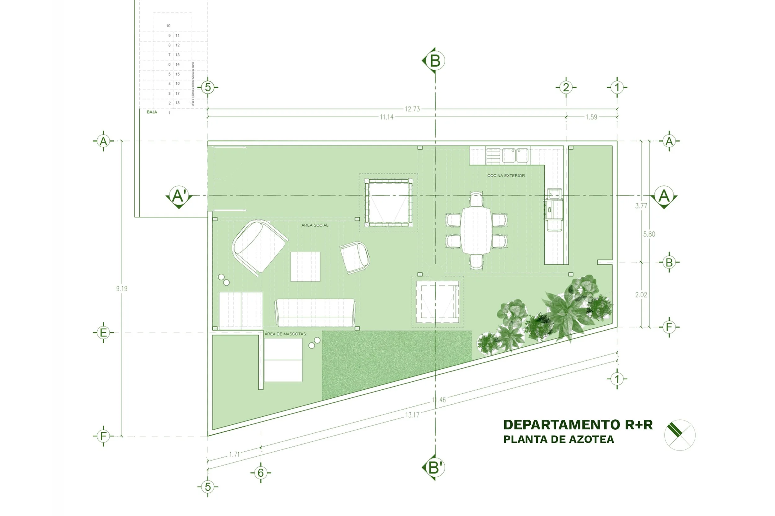 Departamento R+R - Planta de azotea