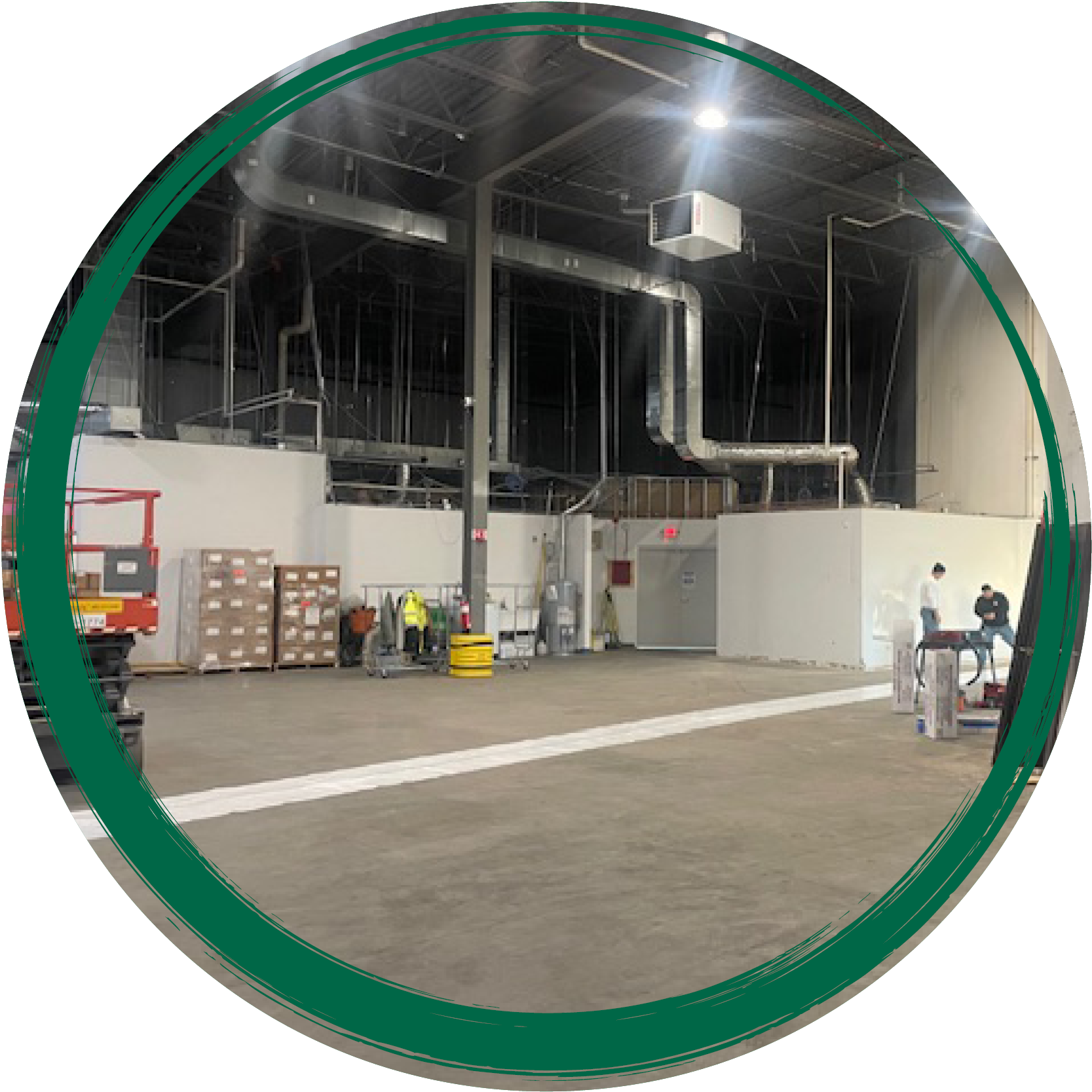 industrial space, unfinished, hvac exposed