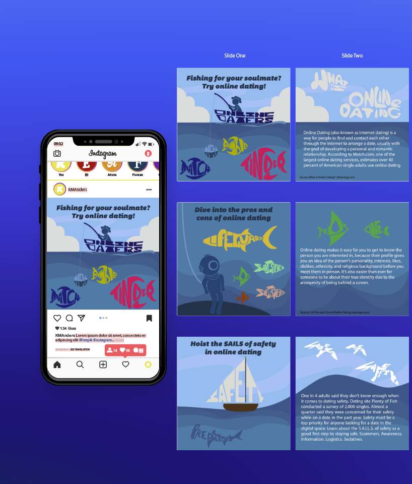 mobile mockup of screen featuring social media content