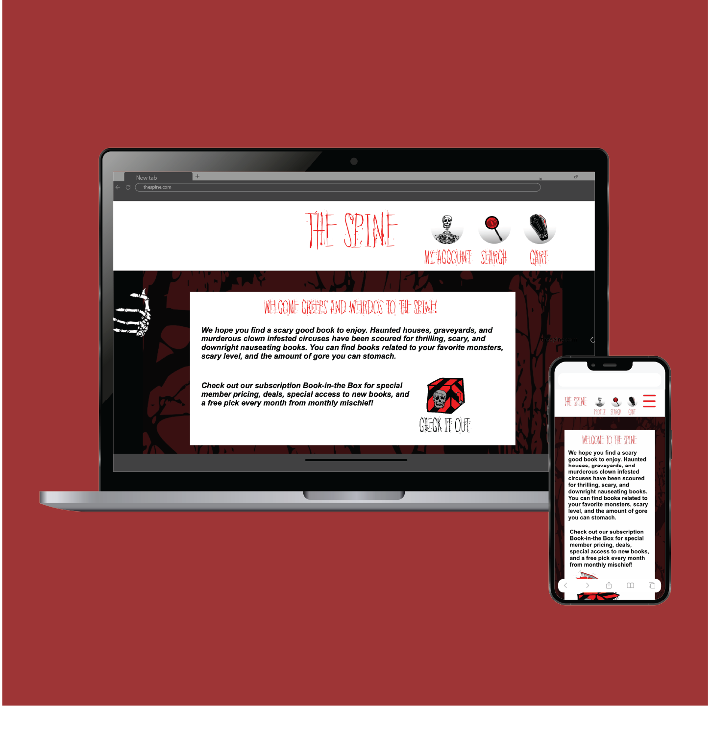 mockup of custom website and app on laptop and phone