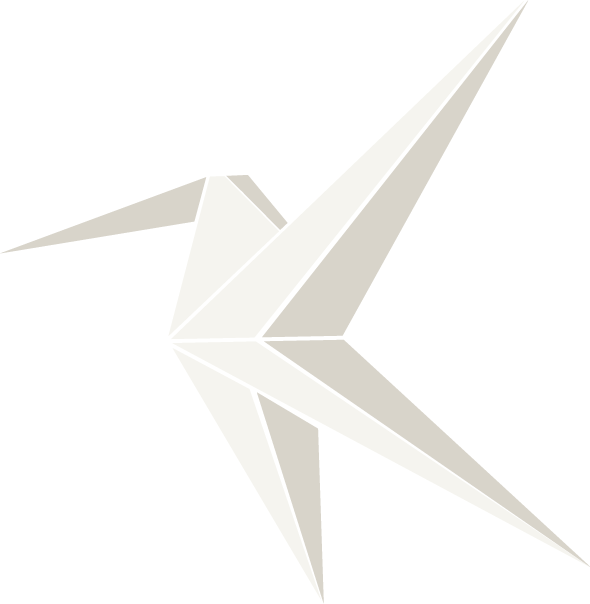 Illustration of a paper colored origami hummingbird