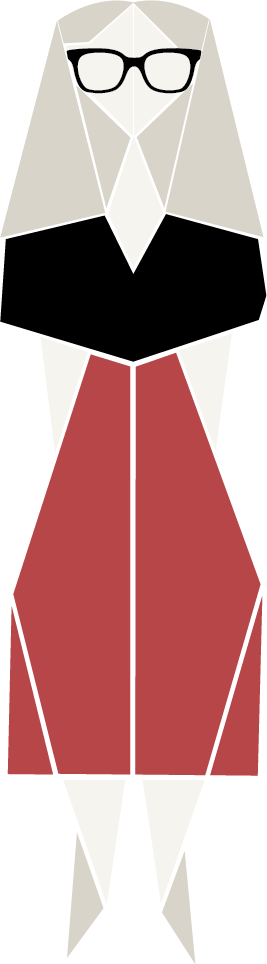 Illustration of an origami lady with glasses