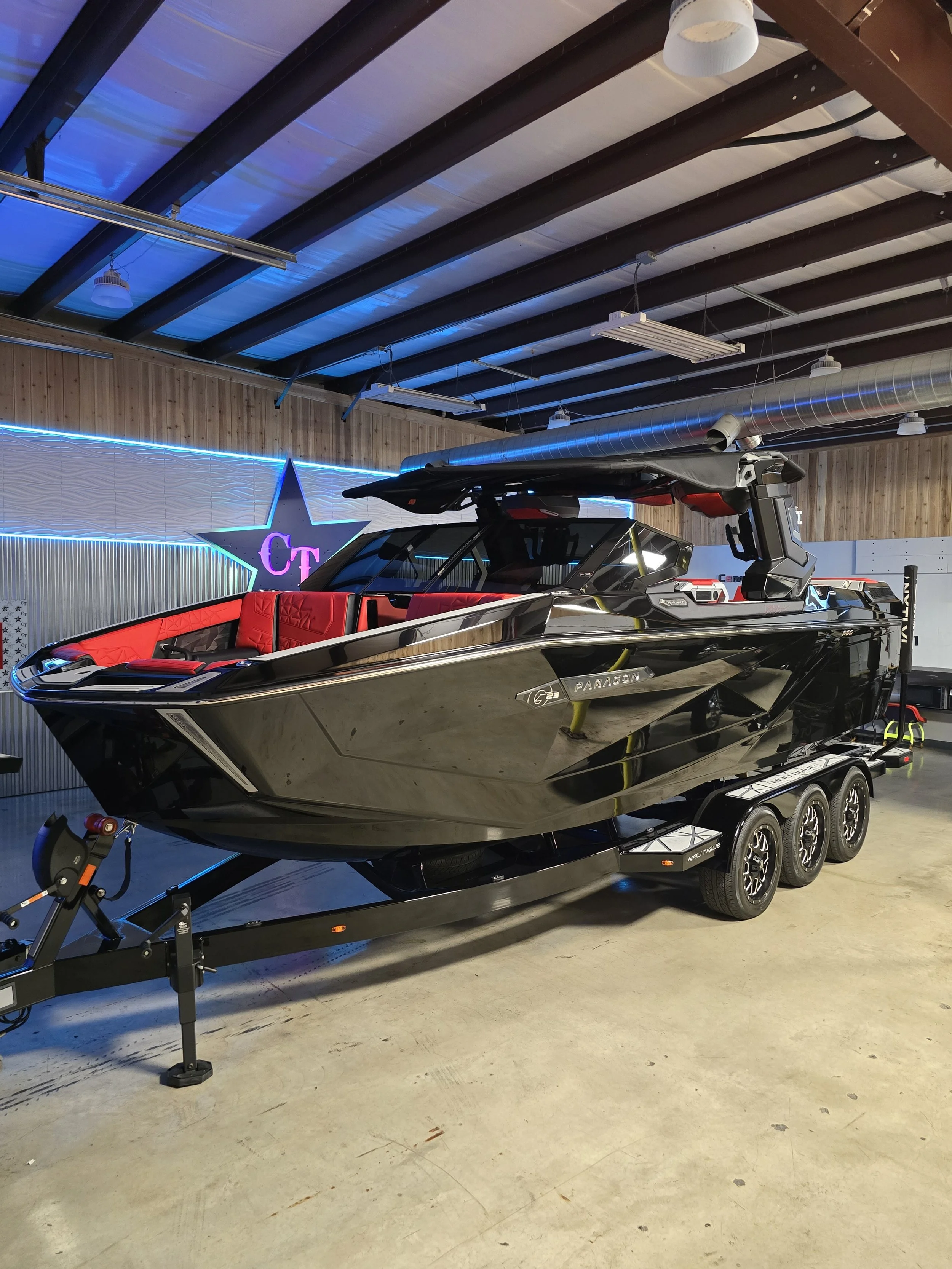 Nautique Wakeboat P23 Black Red Interior Tinted Windows