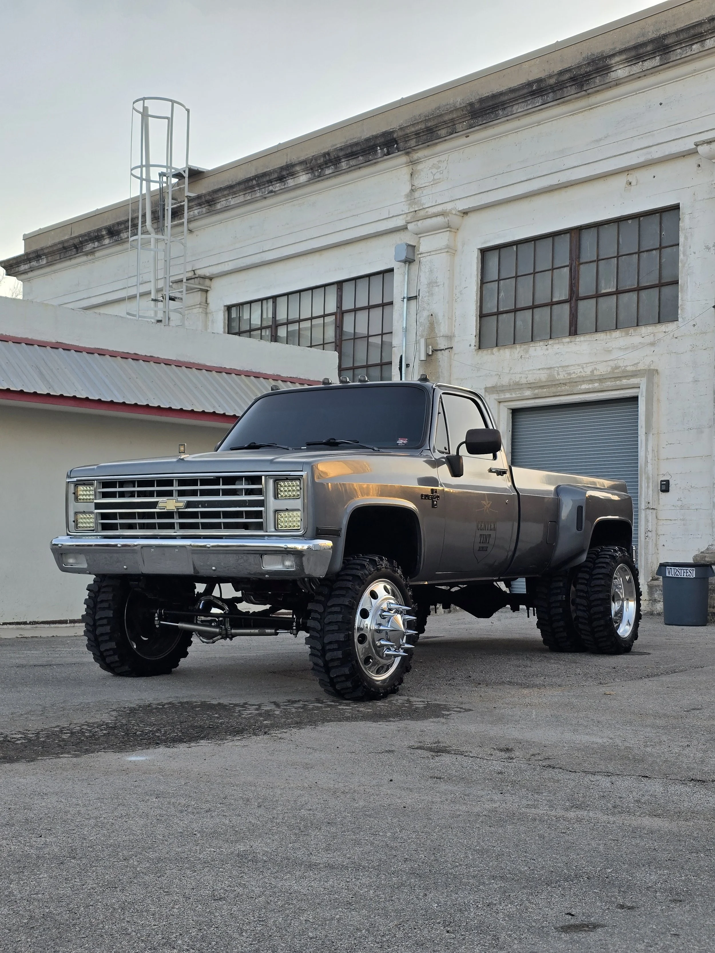 1983 Chevy K30 Dually on 22" wheels 35" Boggers tinted windows