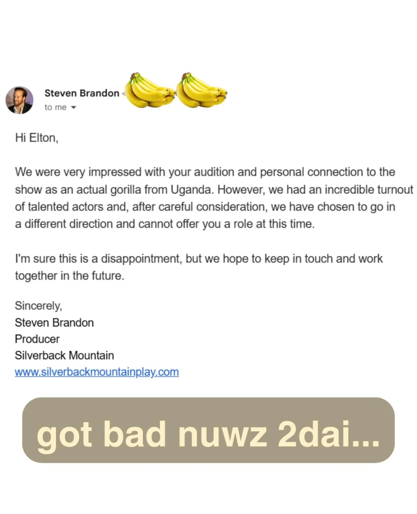 feeling bumd out... how do u deel with rejecshun as an aktor?

#sad #badnews