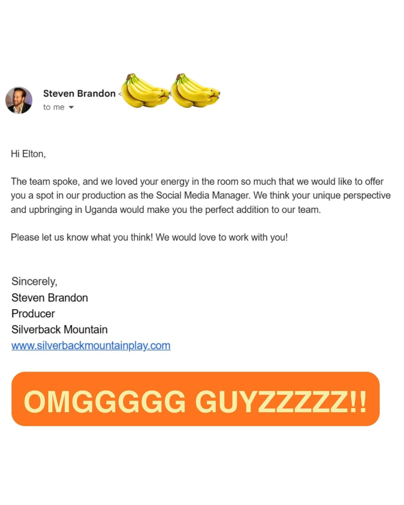 GUYYYYZZZZ! IM GOING TO B THE SOSHAL MEDYUH MANAJER OF AN OFF BROADWAY SHO!!!