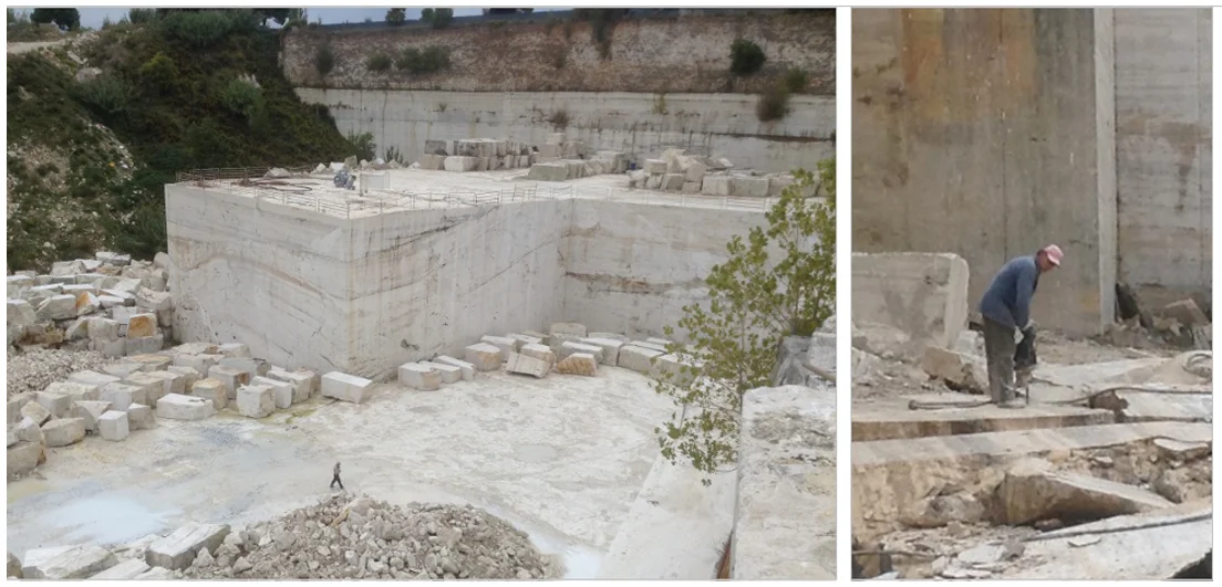 Visit to a working travertine quarry in Tivoli, outside Rome.