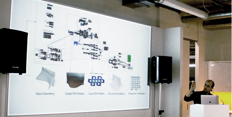 Edoardo Tibuzzi director of the p.art research group at AKT II kicks off the lecture.