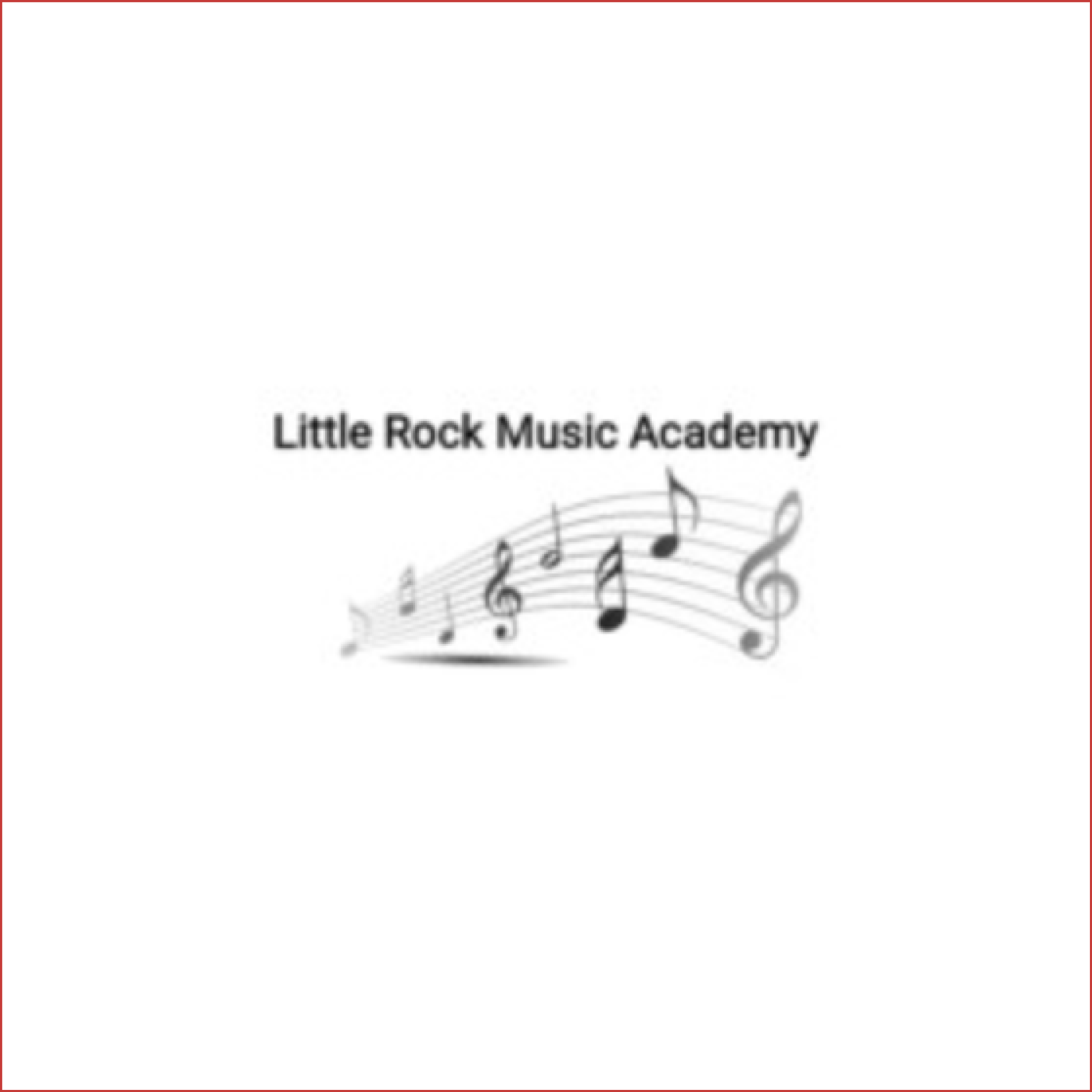 Logo for Little Rock Music Academy featuring musical notes and staff.