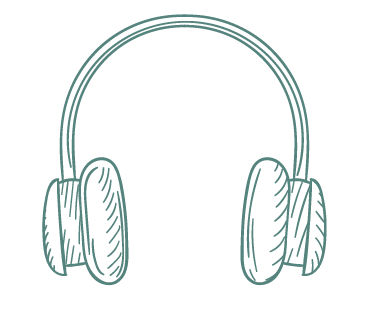 Line drawing of a pair of headphones