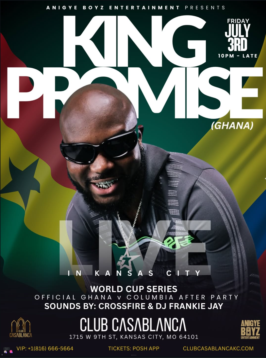 Ghana vs Colombia After Party - King Promise live in Kansas City- Worldcup Series