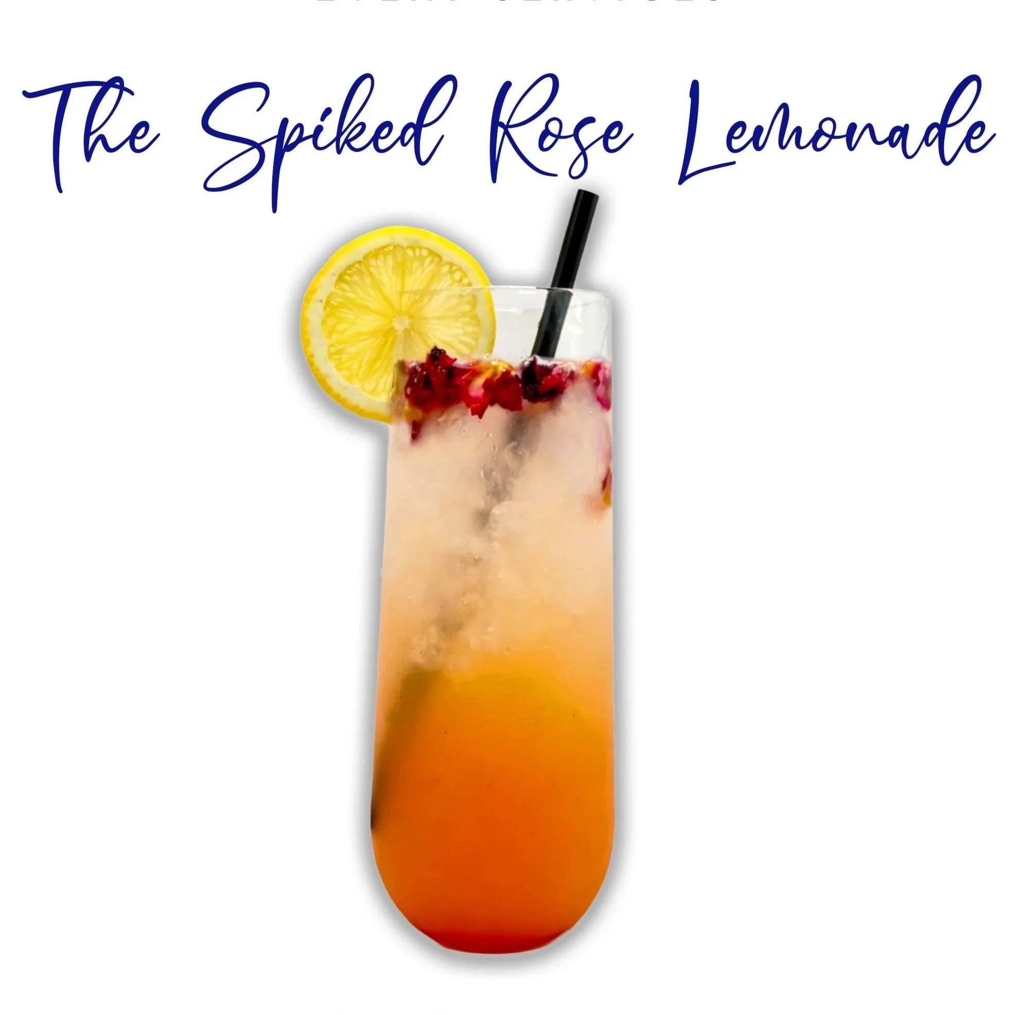 The spiked rose lemonade is made with fresh lemon juice, house made rose flavored syrup, club soda and your favorite vodka.