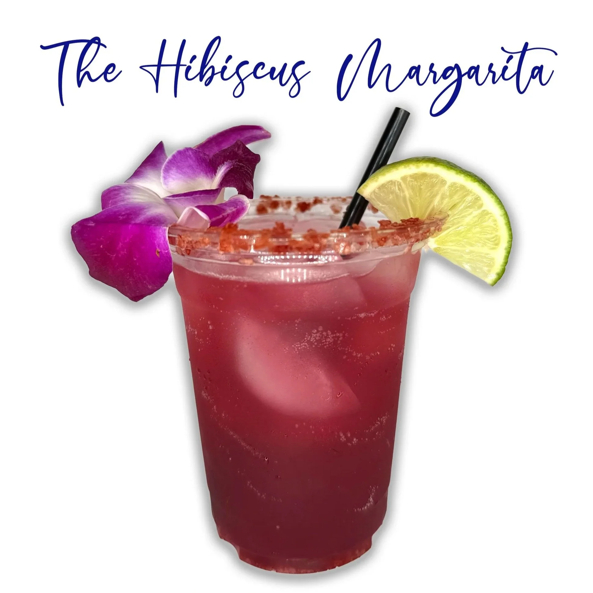 The hibiscus margarita is a fresh take on a classic recipe. It's made with fresh lime juice, triple sec, house made hibiscus flavored syrup, and your favorite tequila. 
