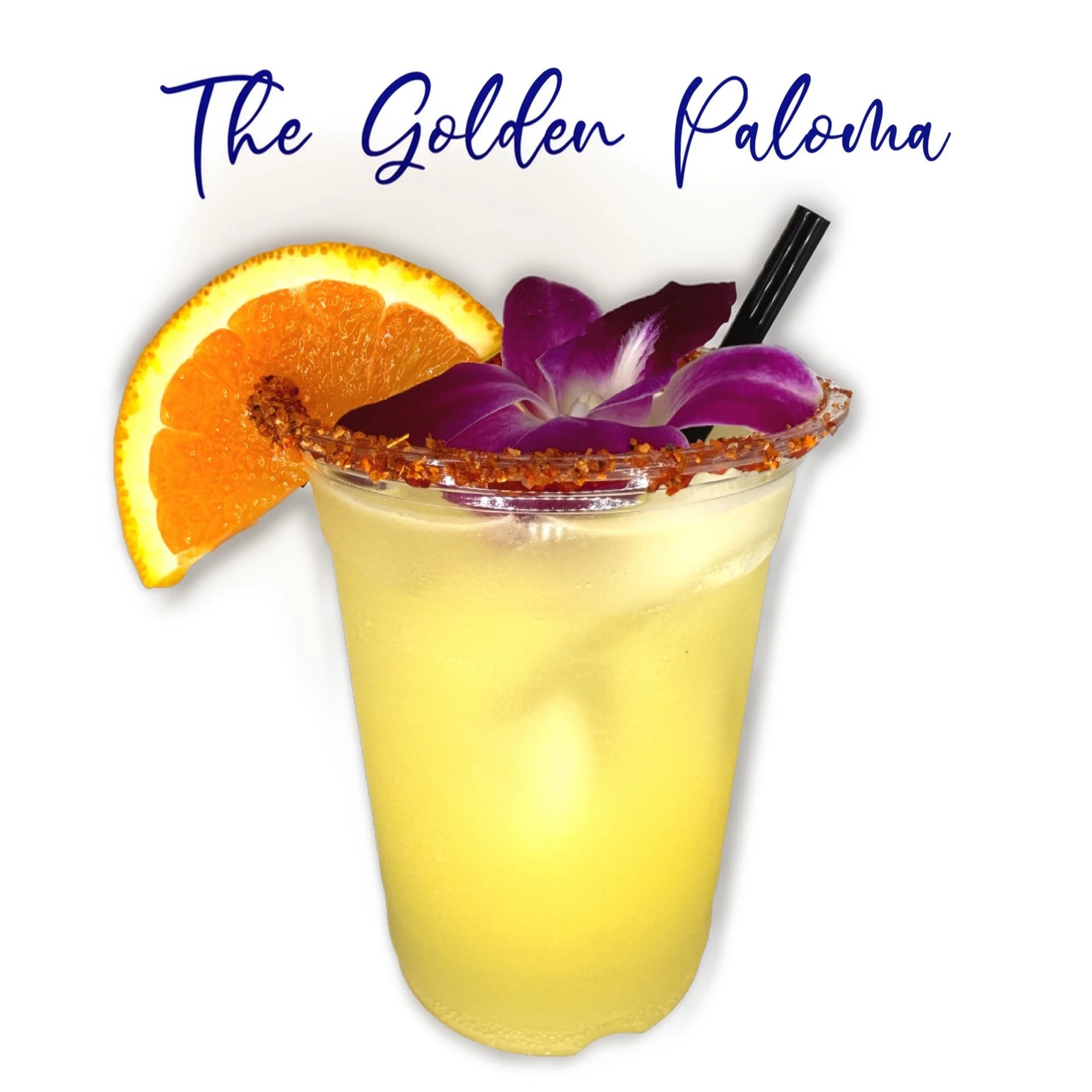 The golden paloma is our most popular drink made with triple sec, fresh lime juice, simple syrup, orange juice, squirt, and your favorite tequila.