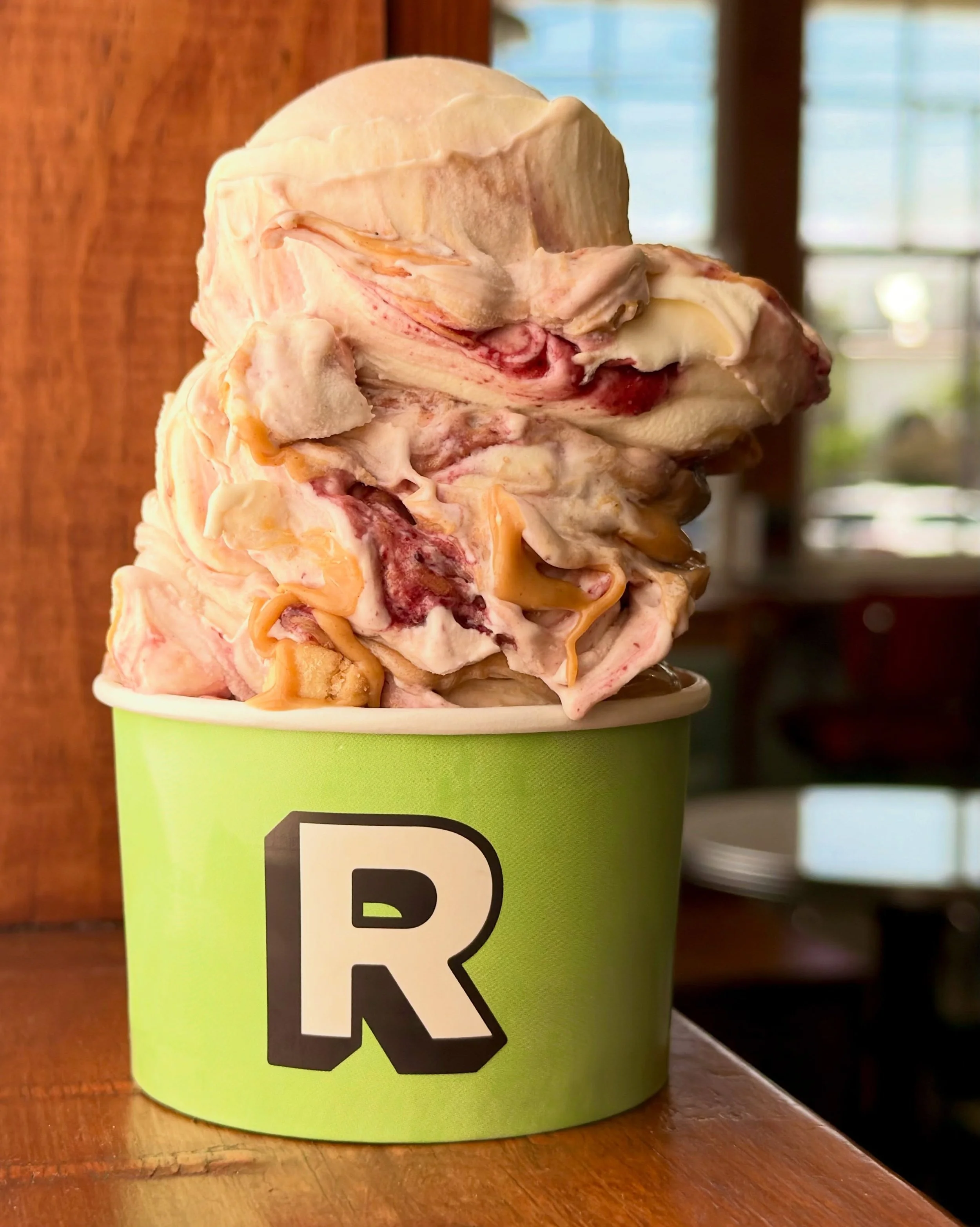 PB&amp;J today!! This one really hits!
Vanilla custard with Reese&rsquo;s Peanut Butter, Raspberry Puree, and crunchy Shortbread Cookie pieces.
It&rsquo;s great custard weather today. Hope to see you in.