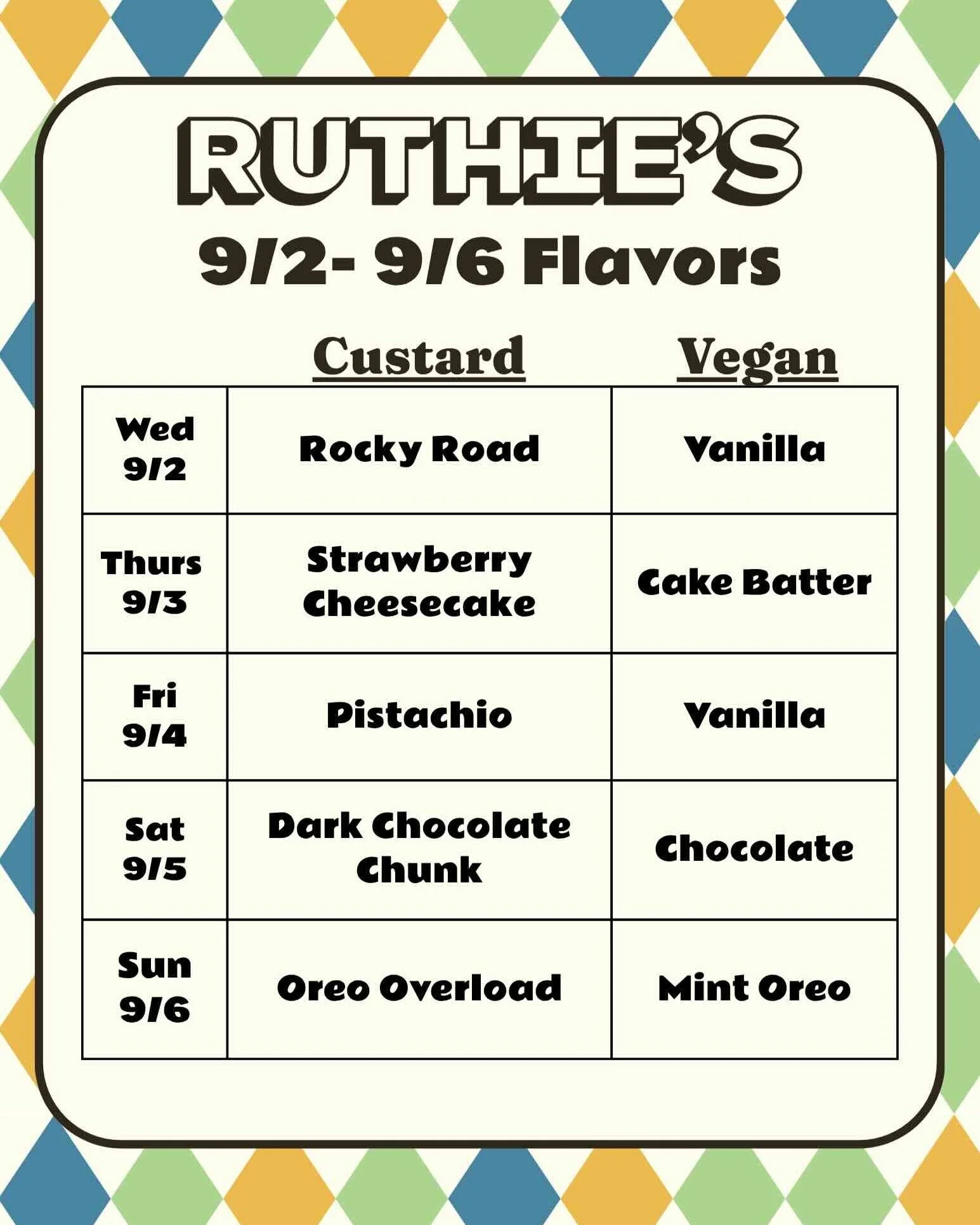 Flavor Schedules this good deserve their own post! 
We've been listening to your requests, and we're working on getting as many of them as we can in the rotation!! 

For our vegan friends, Vegan Mint Chip is one of our most requested flavors; unfortu