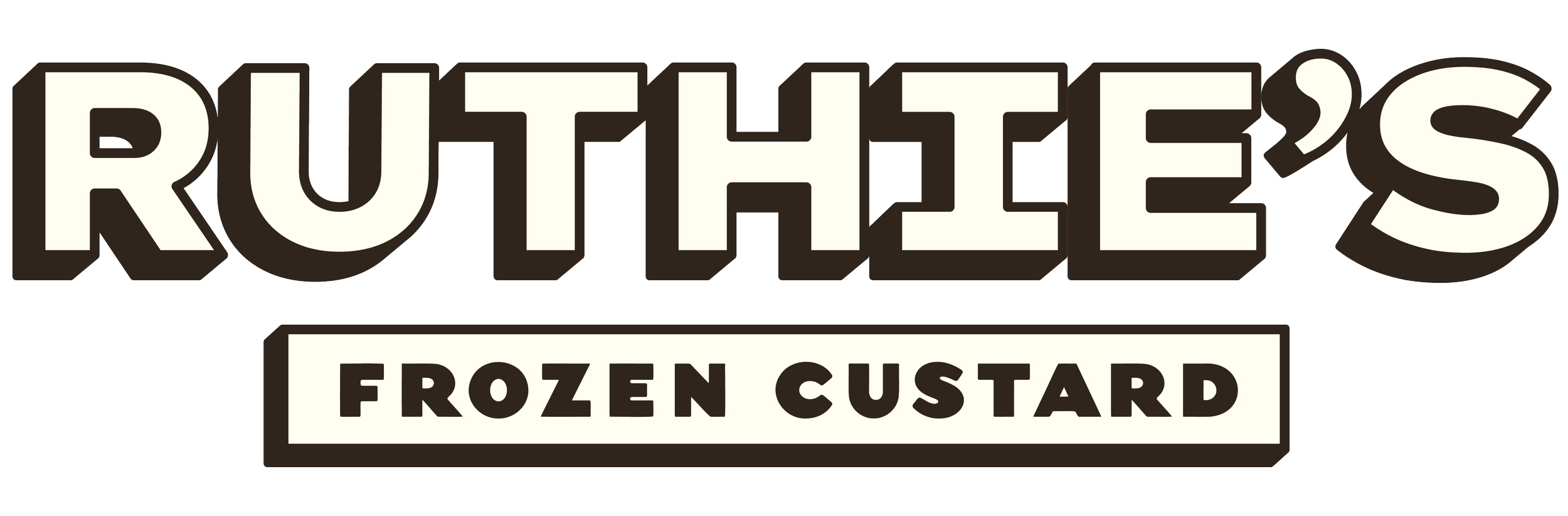 The image features the text 'RUTHETTE'S FROZEN CUSTARD' in bold, stylized lettering with a black background and white lettering outlined in black.