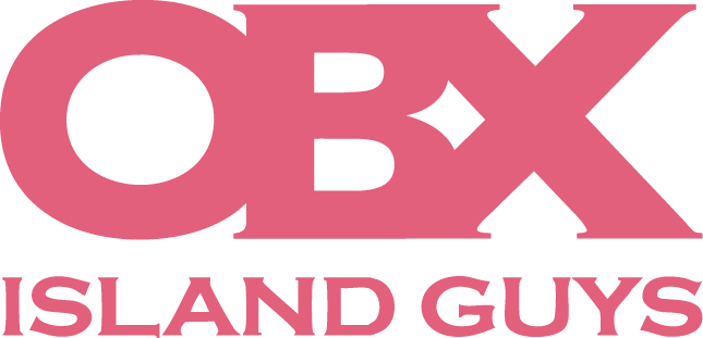 OBX Island Guys logo in pink text
