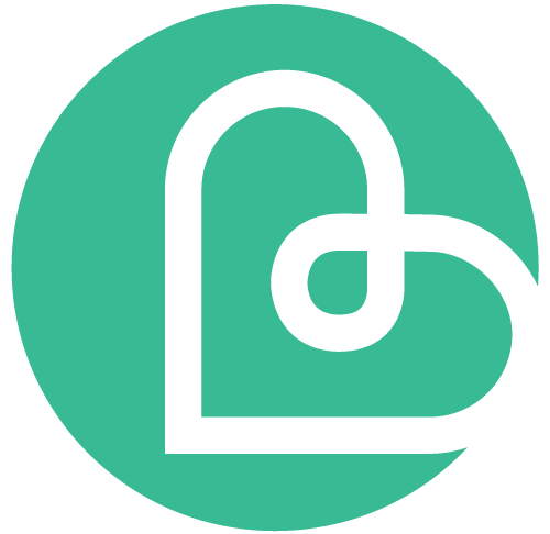 A green circular background with a black outline of a heart-shaped lock.