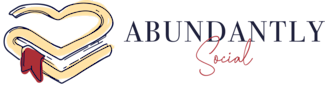 Logo with an open book forming a heart, the words 'Abundantly Social' next to it