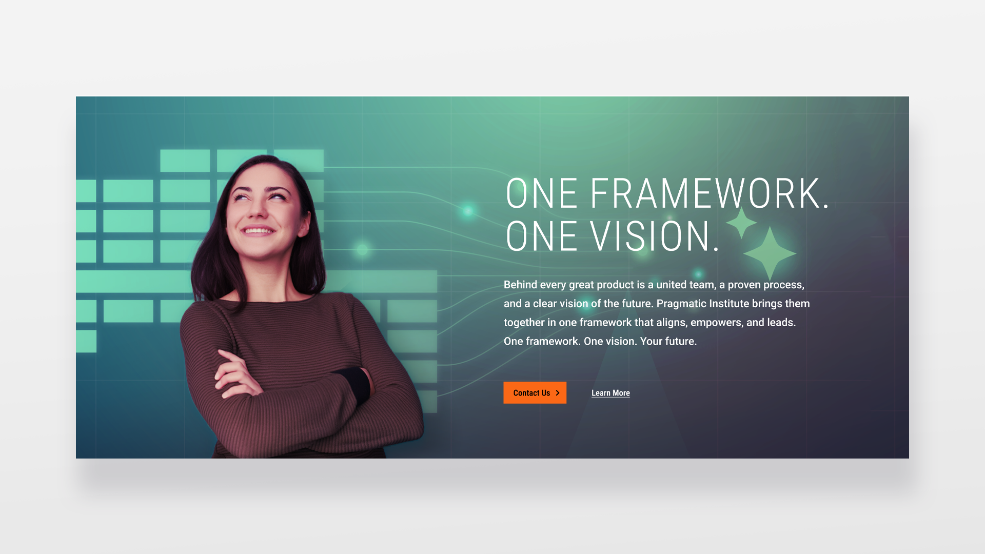 Hero image for landing page. Concept, writing, and design.