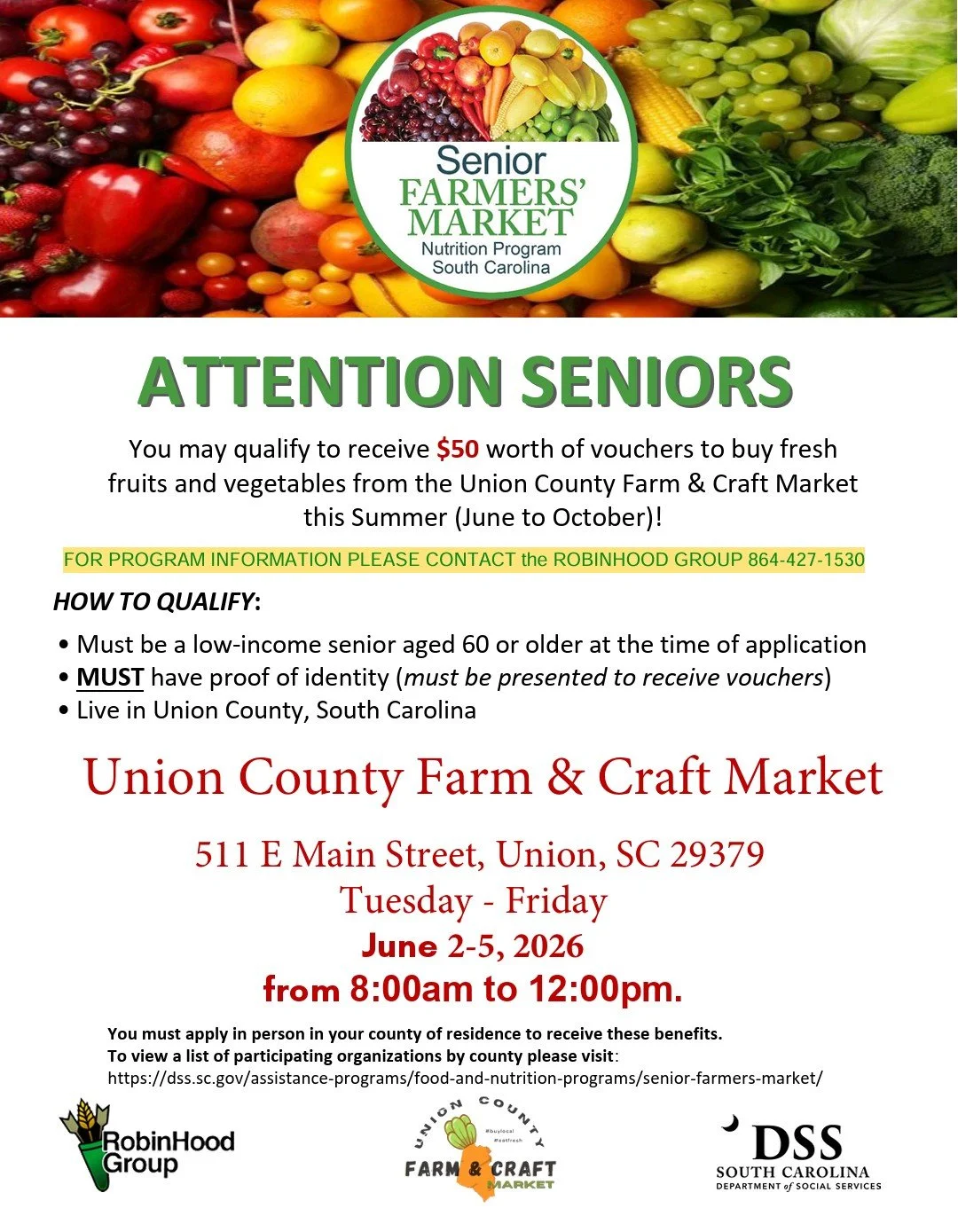 Senior Farmers' Market Nutrition Program Coming to Union County!