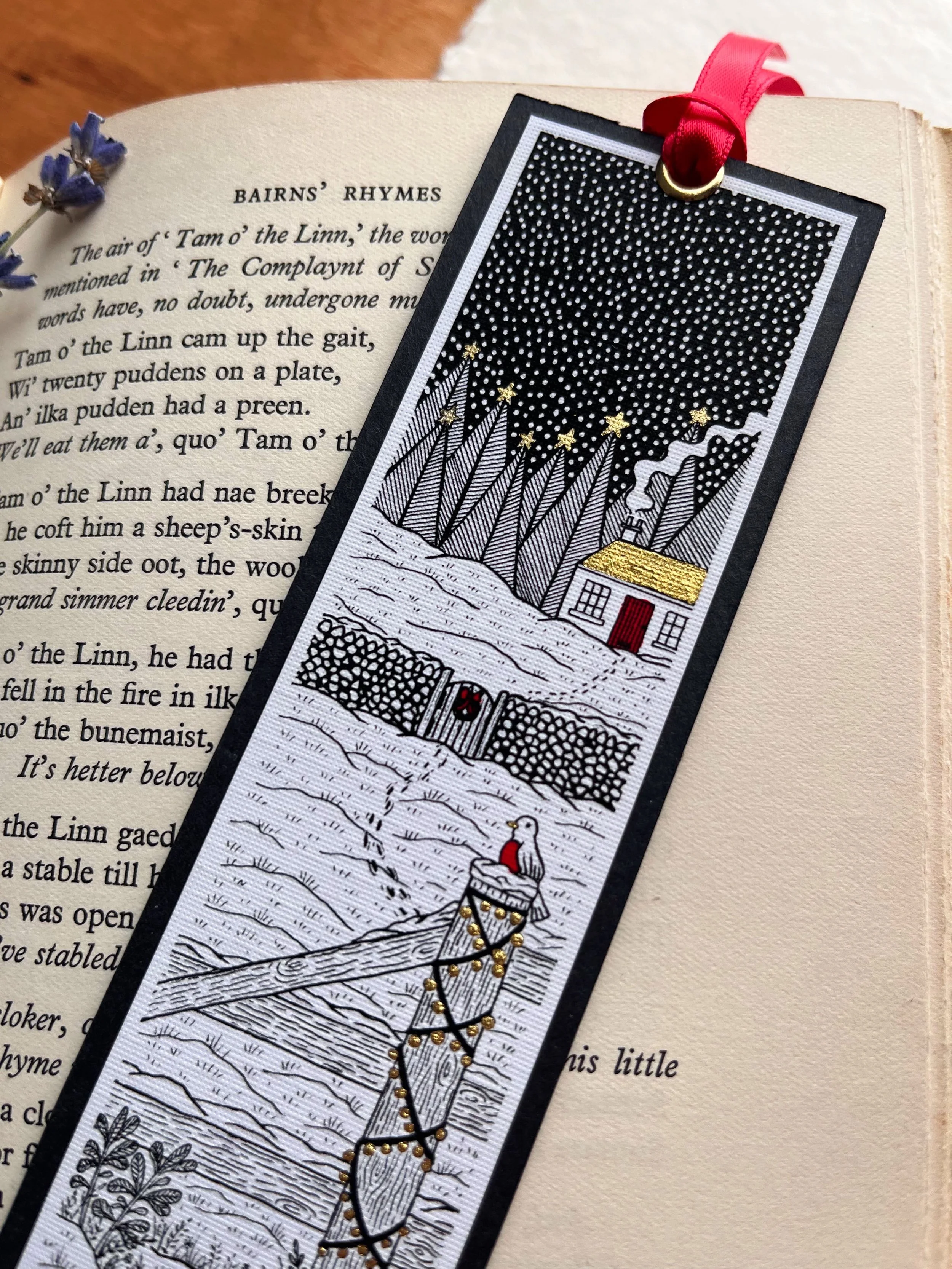 Christmas Bookmark, Cottagecore, Bookish Gift - Jessica Donnelly Art.jpeg