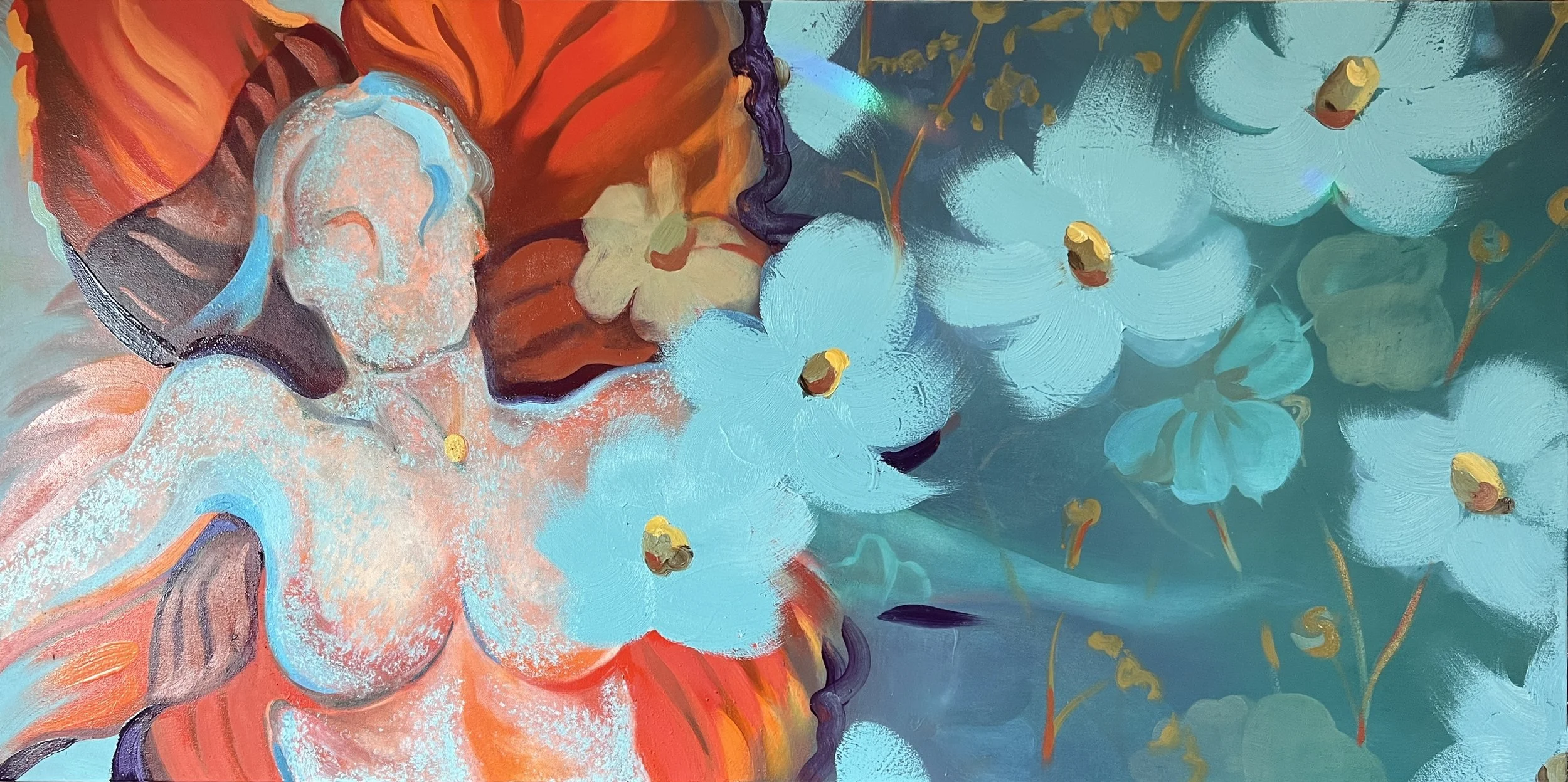 December 2025: The current unfinished painting on my easel.