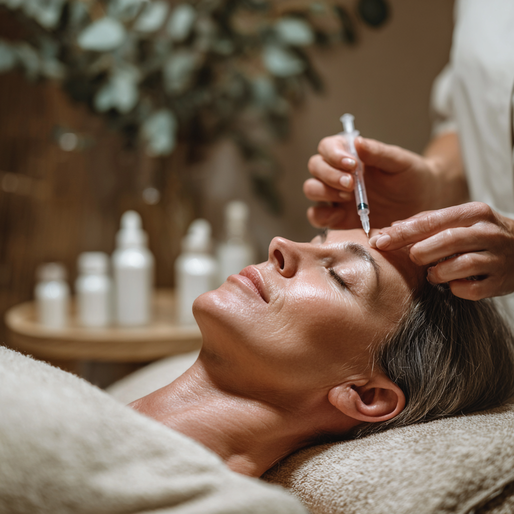 Une femme reçoit une injection de Botox par une professionnelle de la santé.