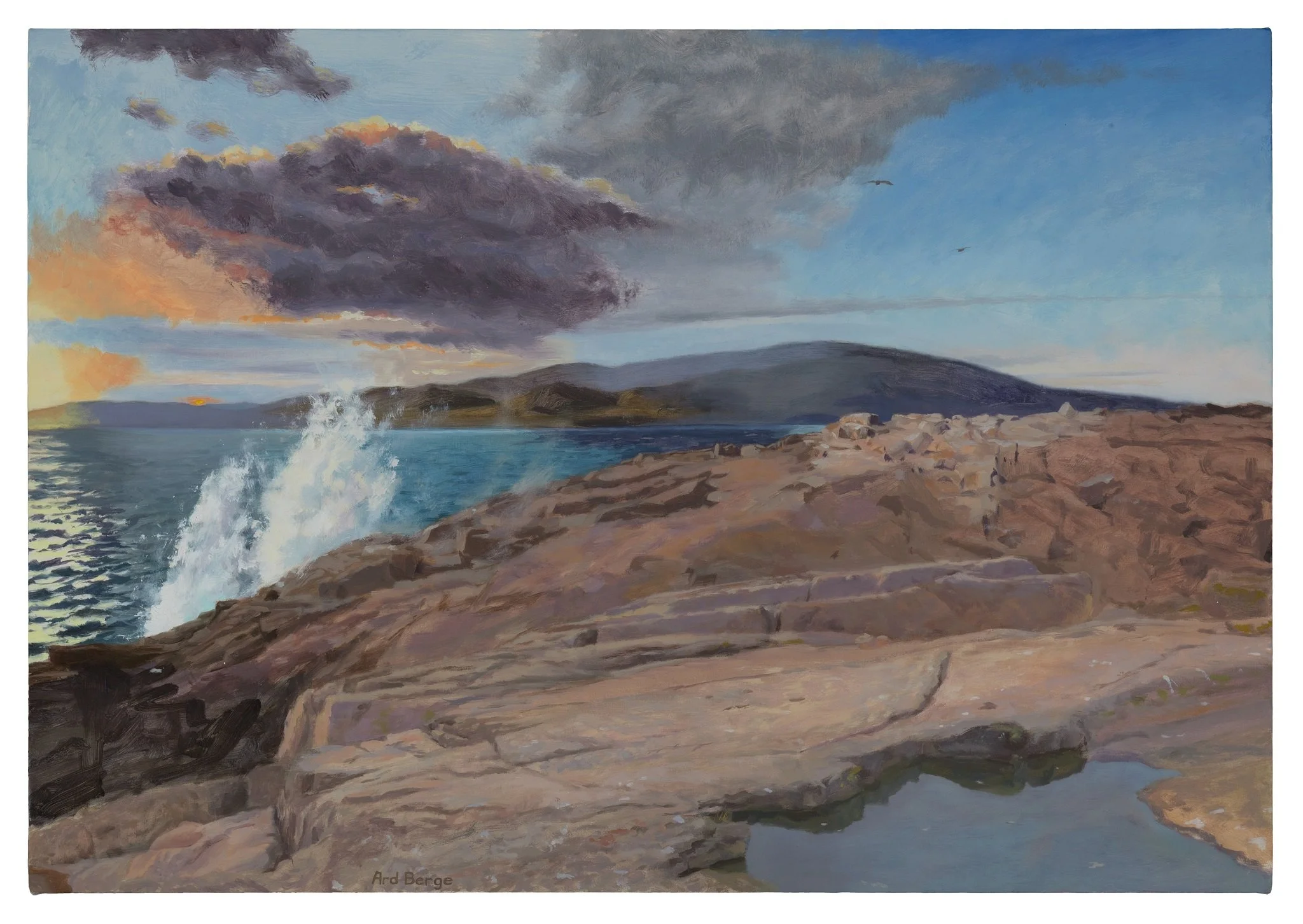 “Seven Days on Schoodic”, October 2014, oil on linen, 18” x 26”.  