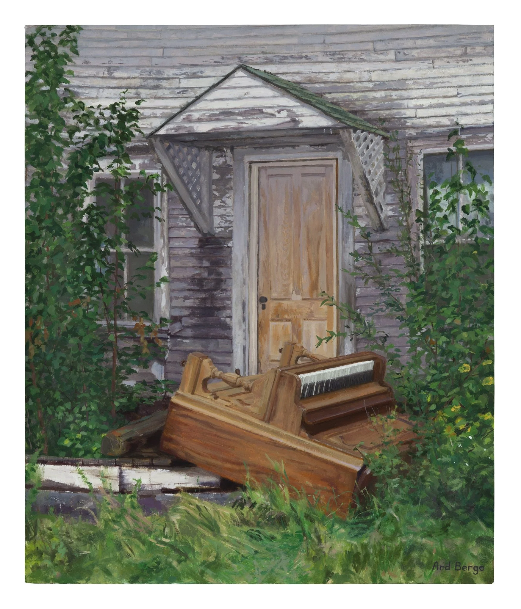 “Upright Grand”, August 2014, oil on linen, 24”h x 20”w.