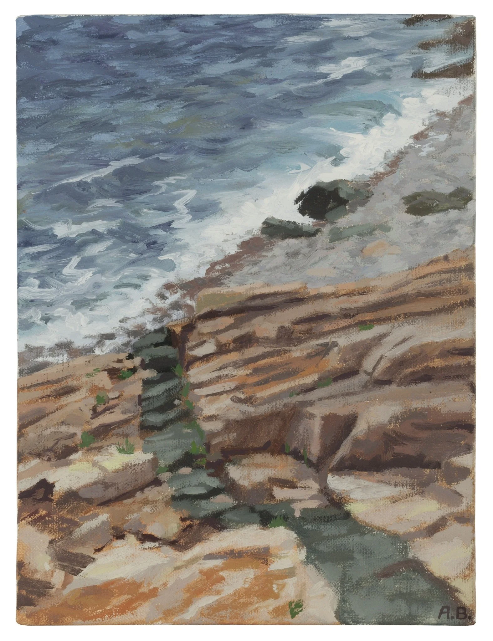 "Diabase Basalt Sluice", June 2012, oil on linen, 8"h. x 6"w.  Found in the "Landscape Paintings" series.