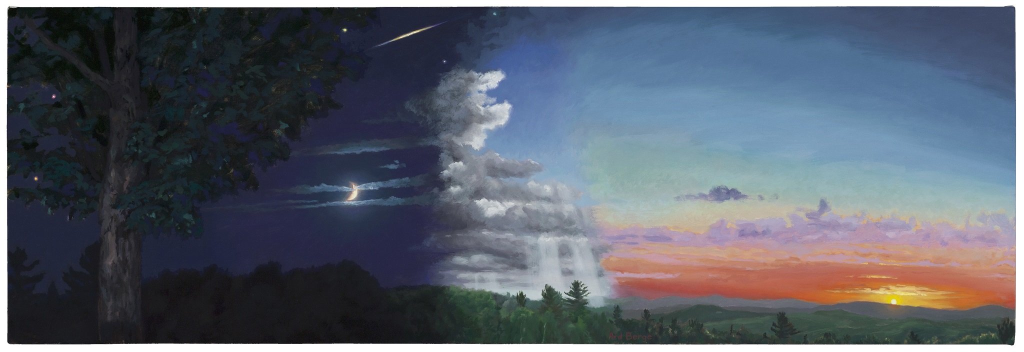 “Lullaby”, August 2016-November 2018, oil on linen, 12"h x 36"w.