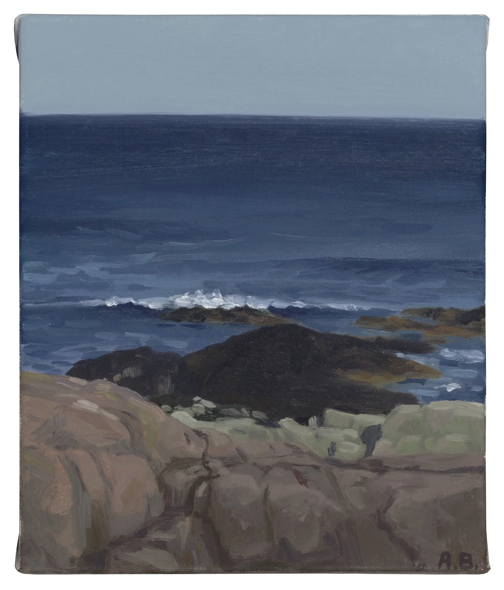 "Atlantic View from the Ship Harbor Trail", July 2012, oil on linen, 6"h. x 5"w.  