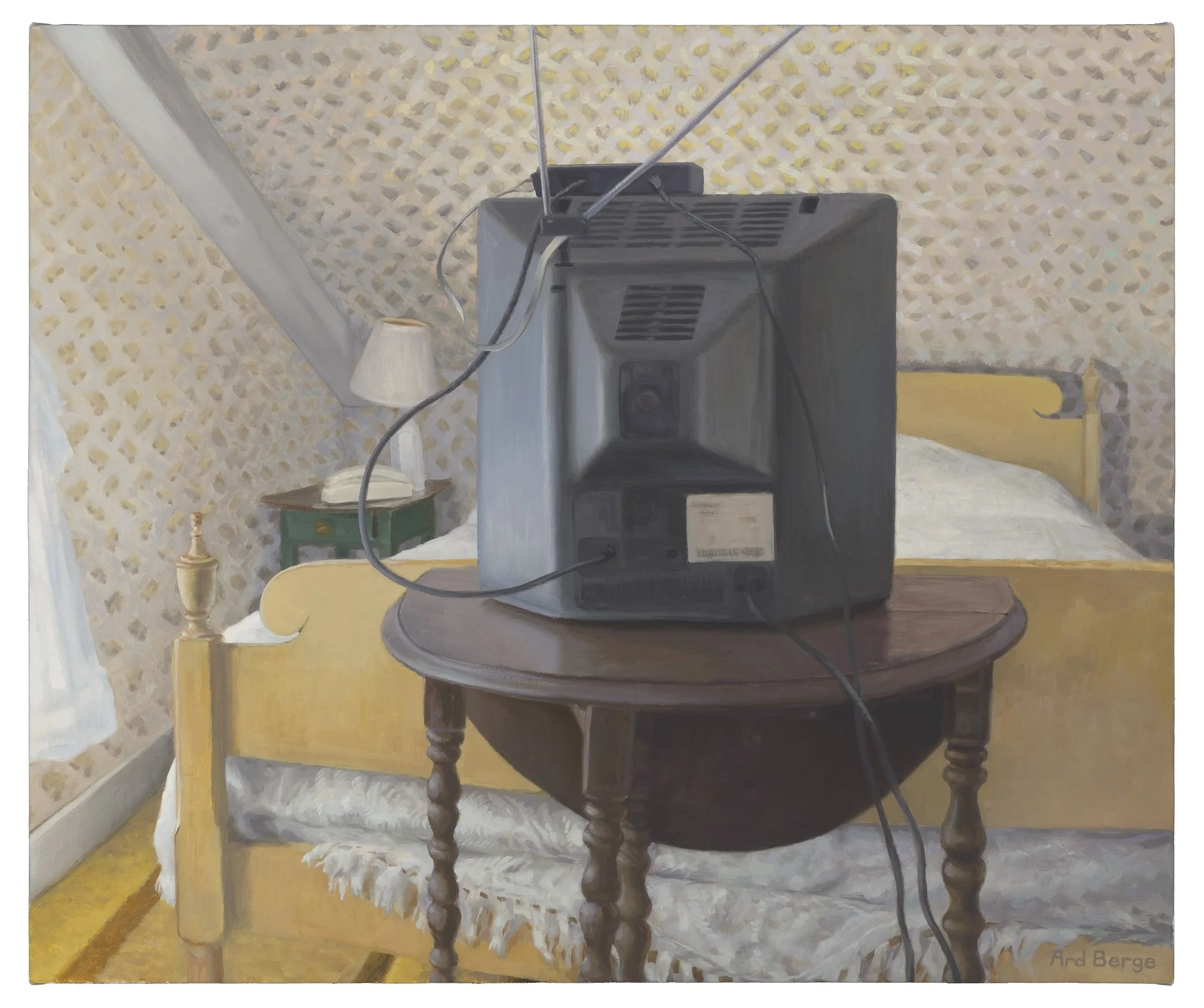 “The Yellow Room (Masterpiece Theater)” August 2015-June 2017, oil on linen, 20”h x 24”w.  Private collection.  Found in the "Nothing Gold Can Stay" series.