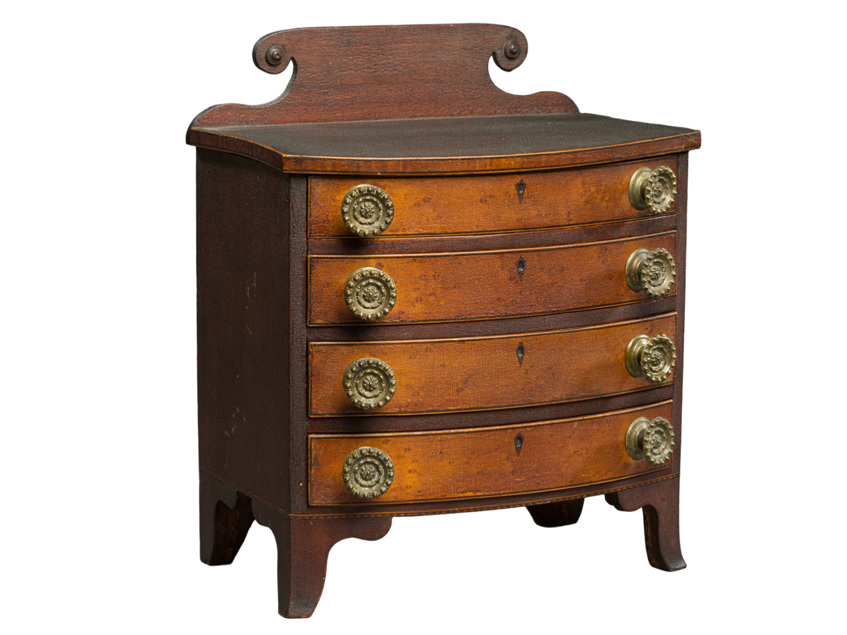 Federal miniature inlaid bow-front chest