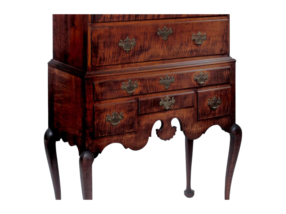 Queen Anne Flat-Top High Chest with Lobster-Tail Pendant