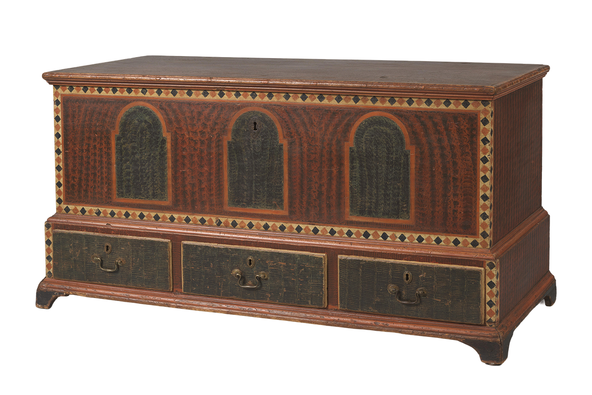 Paint-Decorated Lift-Top Dower Chest