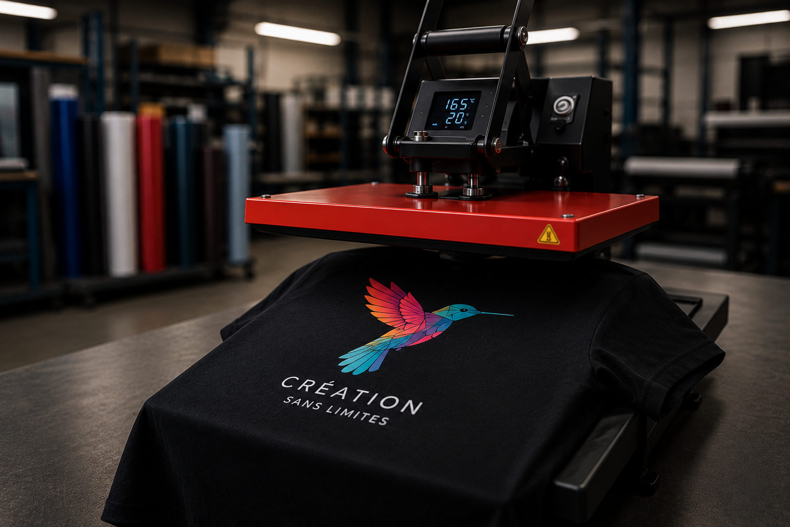 Presse à chaud professionnelle Pic Pub à Fougères (Bretagne), dédiée à l’impression textile haut de gamme. Idéale pour le flocage, le transfert à chaud et la personnalisation durable de T-shirts, sweats, polos, sacs et vêtements d’entreprise. Chaque 