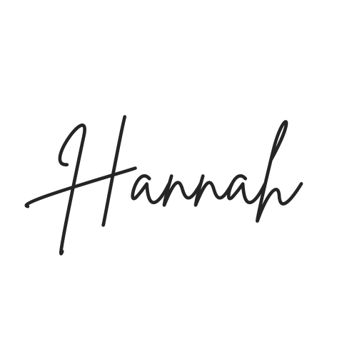 The image features a black background with the name "Hannah" written in elegant, cursive script in the center.