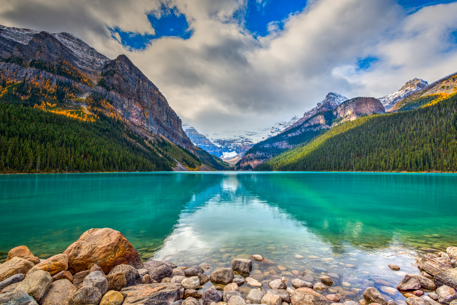 Lake Louise, a glacial lake in Banff National Park, Alberta, Canada