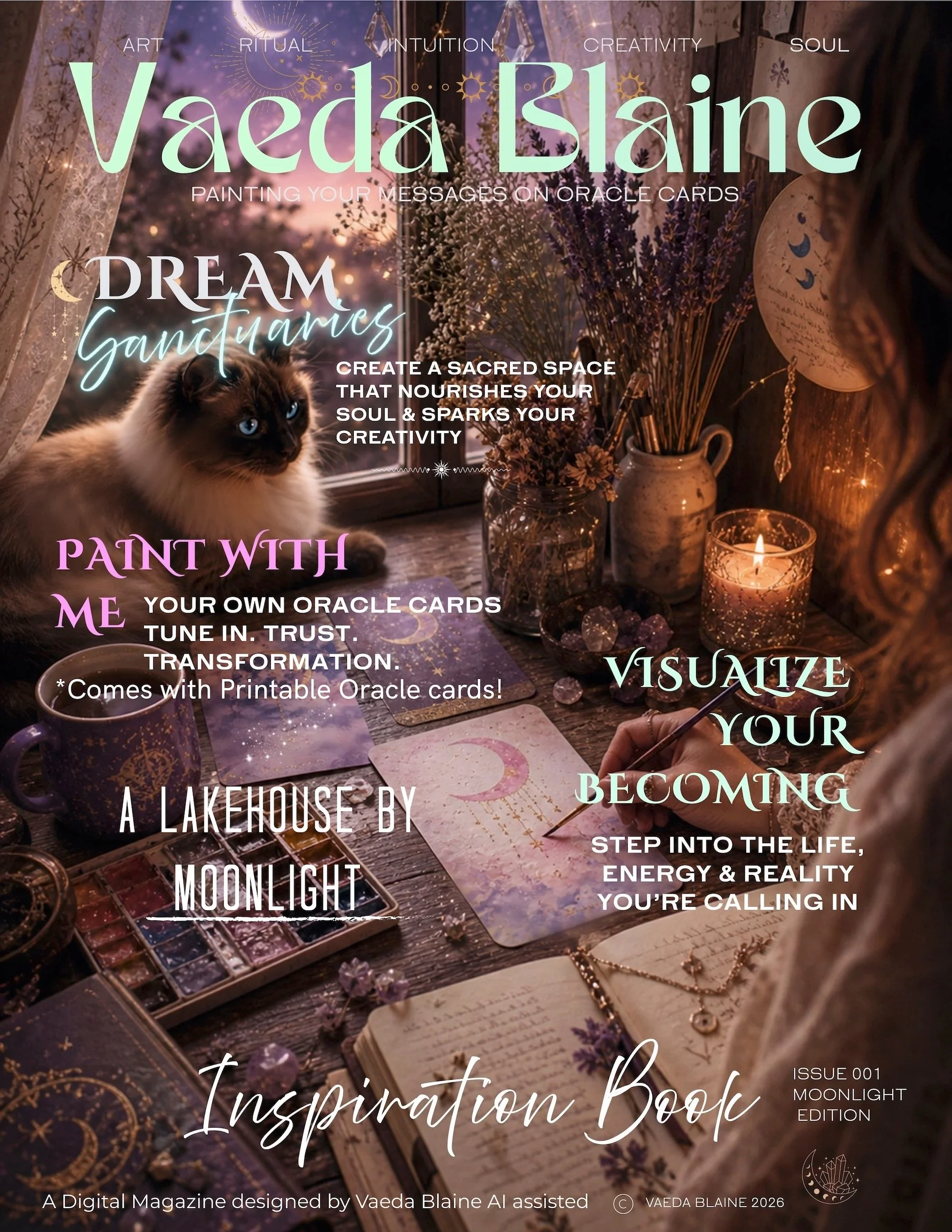 Vaeda Blaine digital magazine - 001 Moonlight Edition with printable Oracle cards