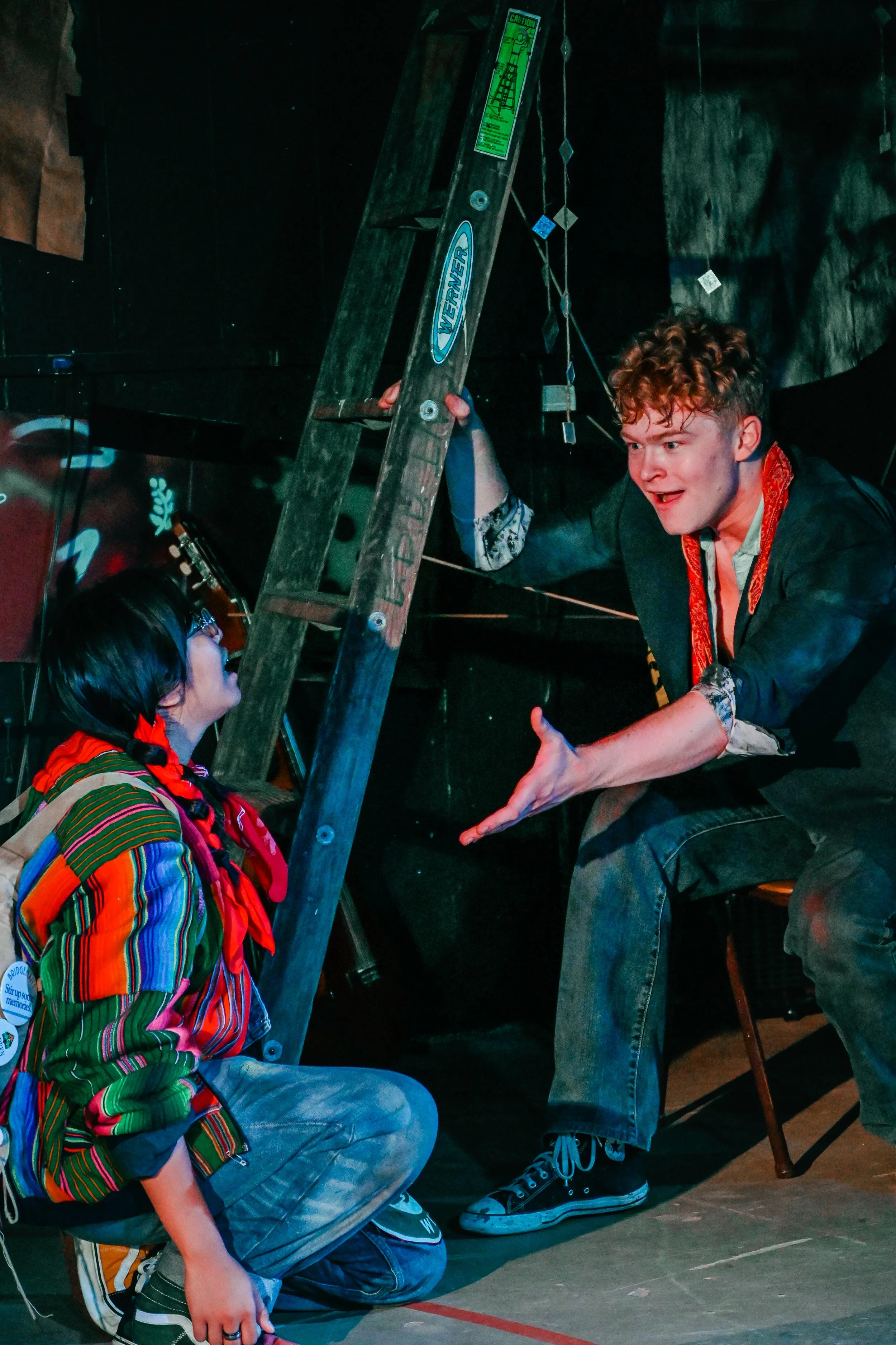 Feste (Jo Ruth Roque) and Orsino (Asher Gettings)